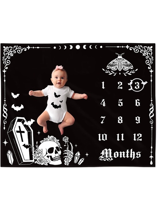 Other - Gothic Baby Monthly Milestone Blanket, 40" X 50"